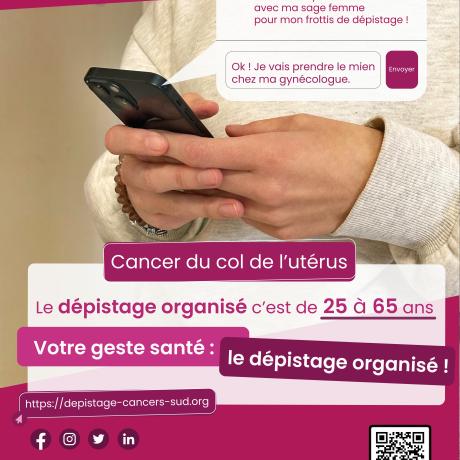 Dépistage du cancer du col de l'utérus affiche pour le dépistage organisé du cancer du col de l'utérus
